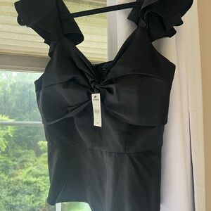 Express Black Top with Ruffle Straps